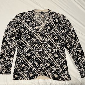 Lafayette 148 Printed V-Neck Sweater
